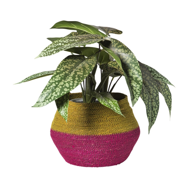 Mand colorblock - roze/geel - ø20x25 cm