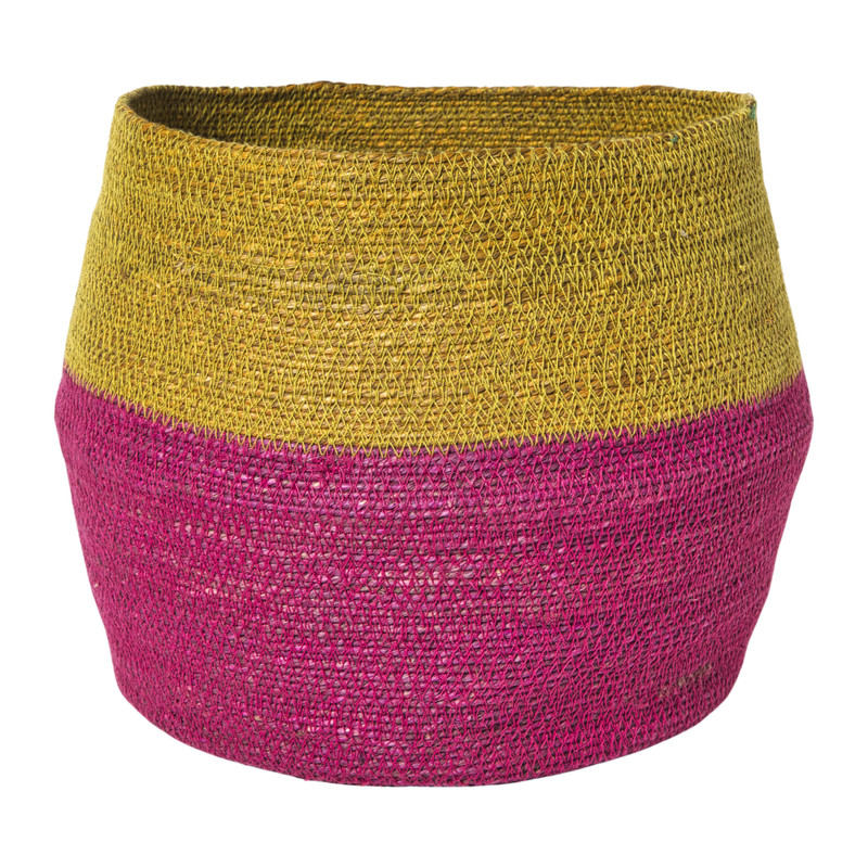 Mand colorblock - roze/geel - ø35x26 cm