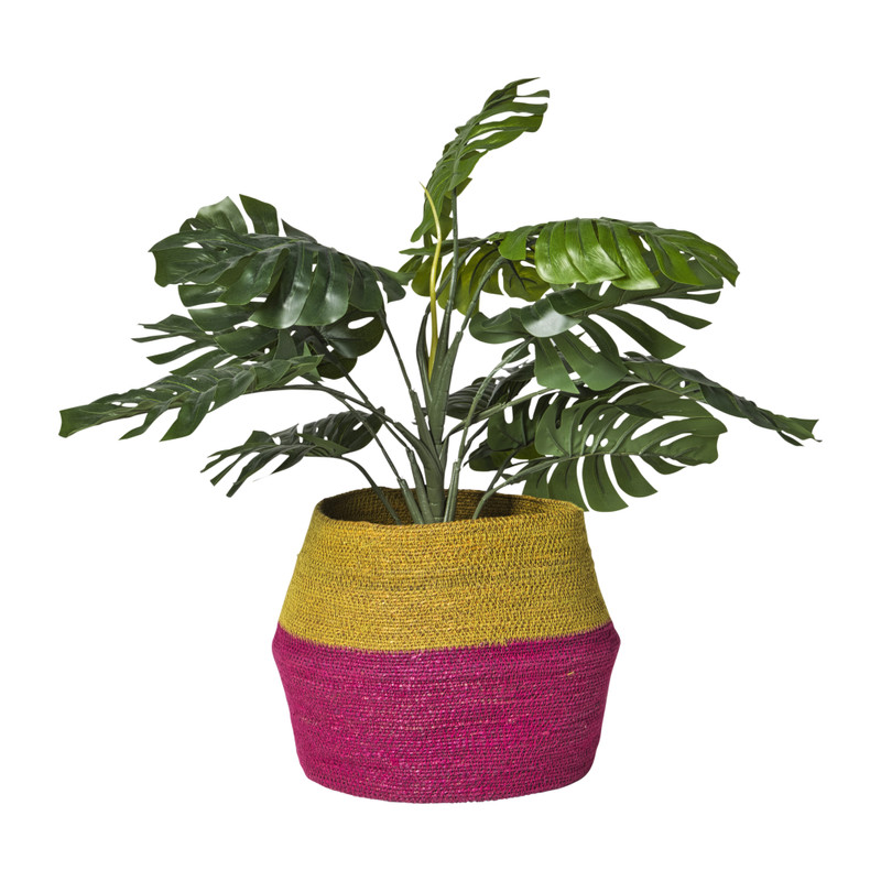 Mand colorblock - roze/geel - ø35x26 cm
