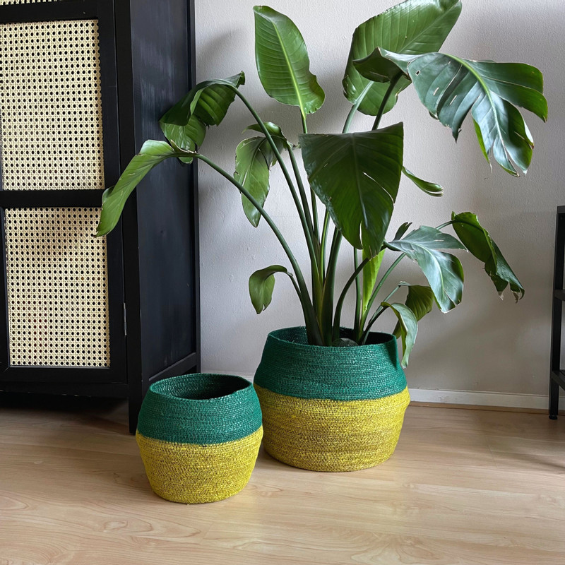 Mand colorblock - groen/geel - ø35x26 cm