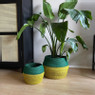 Mand colorblock - groen/geel - ø35x26 cm