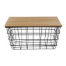 Mand metaal met houten blad - 31x21x15,5 cm