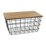 Mand metaal met houten blad - 31x21x15,5 cm