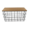 Mand metaal met houten blad - 38x28x19,5 cm