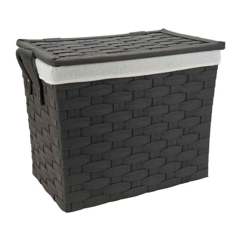 Wasmand brede vlecht - donkergrijs - 33x48x40 cm