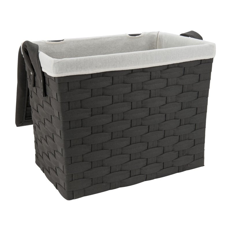 Wasmand brede vlecht - donkergrijs - 33x48x40 cm