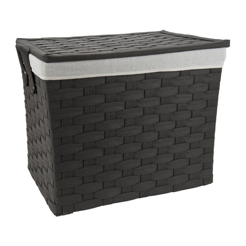 Wasmand brede vlecht - donkergrijs - 40x54x45 cm