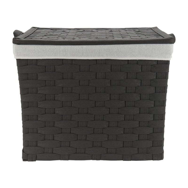 Wasmand brede vlecht - donkergrijs - 40x54x45 cm