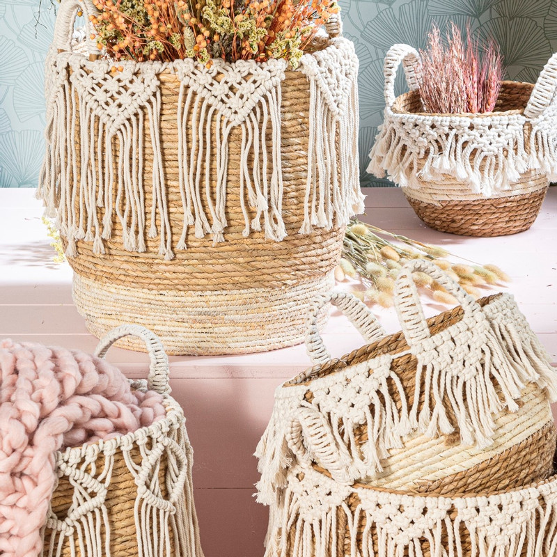 Mand met macramé - ⌀40x40 cm 