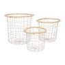 Draadmand met bamboe rand - wit - 17x17 cm