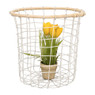 Draadmand met bamboe rand - wit - 25x25 cm