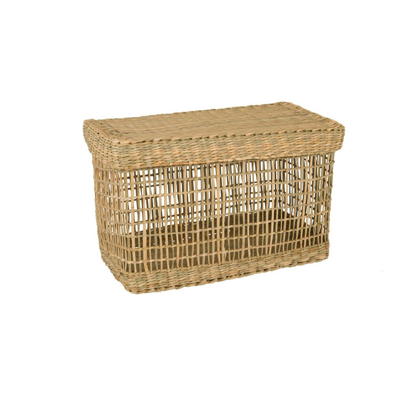 Rieten mand met deksel - zeegras - 30x16x18 cm