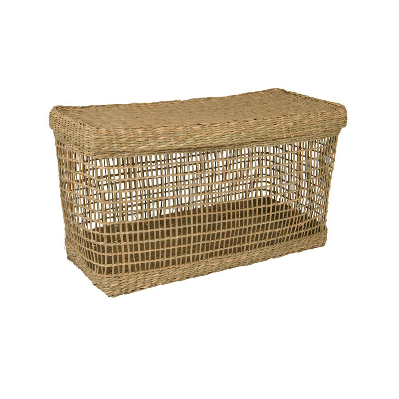Rieten mand met deksel - zeegras - 40x20x22 cm