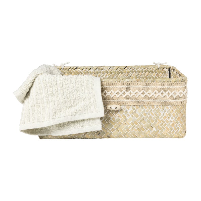 Mand met deksel Stijn - 11x27.5x17.5 cm - wit