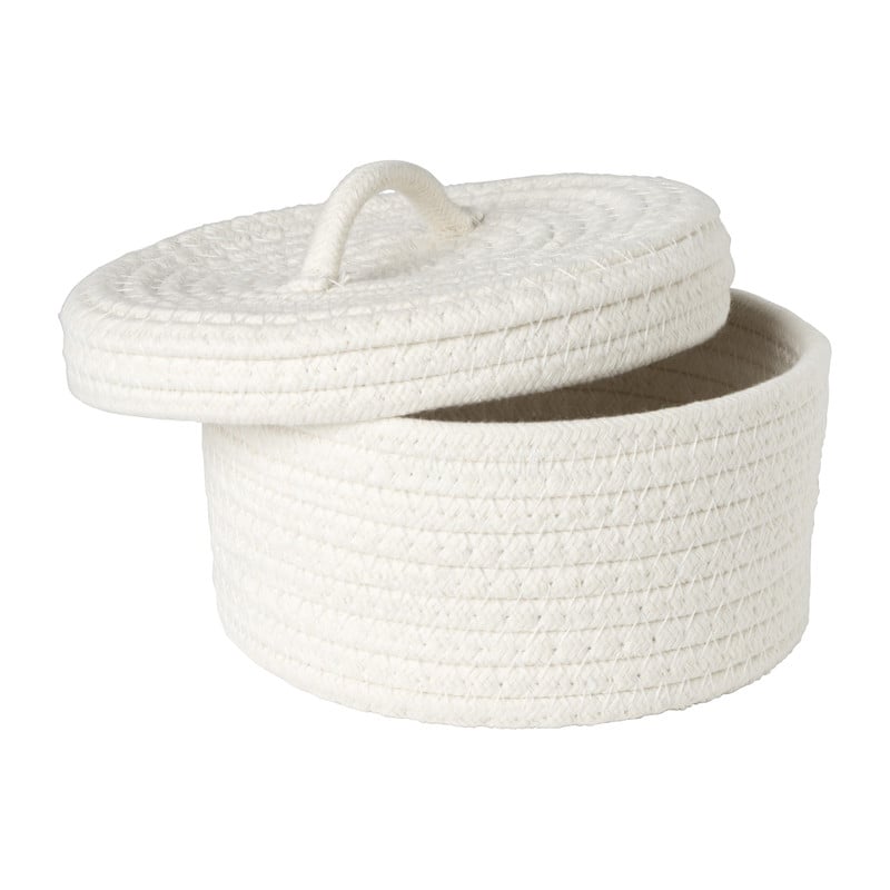 Mand met deksel Julia - wit - ø19x10 cm