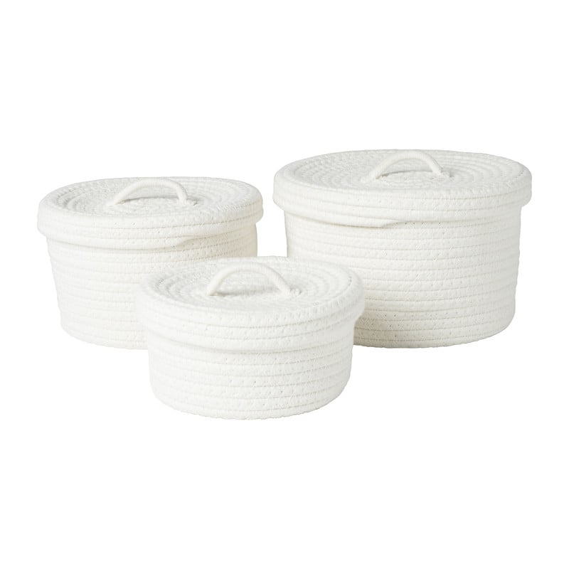 Mand met deksel Julia - wit - ø25x15 cm
