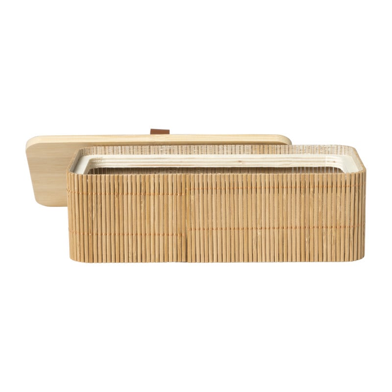 Bamboe kistje met deksel Jesse - 6x20x10 cm - naturel