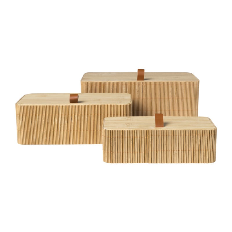 Bamboe kistje met deksel Jesse - 6x20x10 cm - naturel
