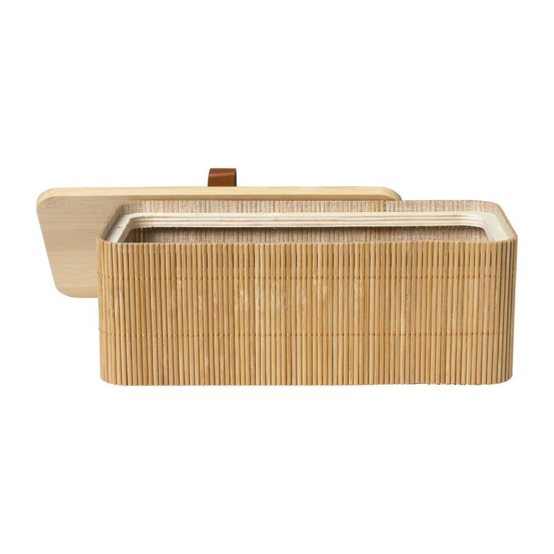 Bamboe kistje met deksel Jesse - 8x23x13 cm - naturel