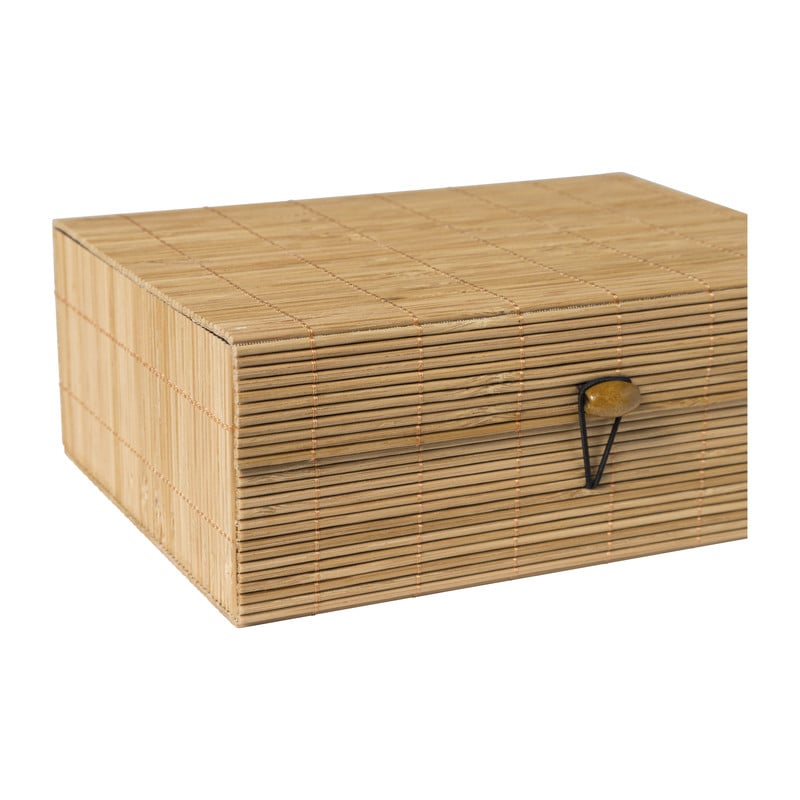 Bamboe kistje met deksel Moos - 8x21x16 cm - naturel