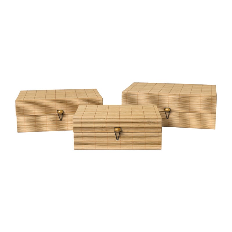 Bamboe kistje met deksel Moos - 9x24x18 cm - naturel