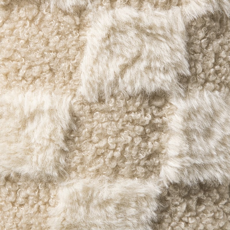 Mand geruit rond maat S - beige - ø18x12 cm