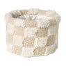 Mand geruit rond maat S - beige - ø18x12 cm