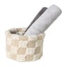 Mand geruit rond maat S - beige - ø18x12 cm