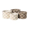 Mand geruit rond maat S - beige - ø18x12 cm