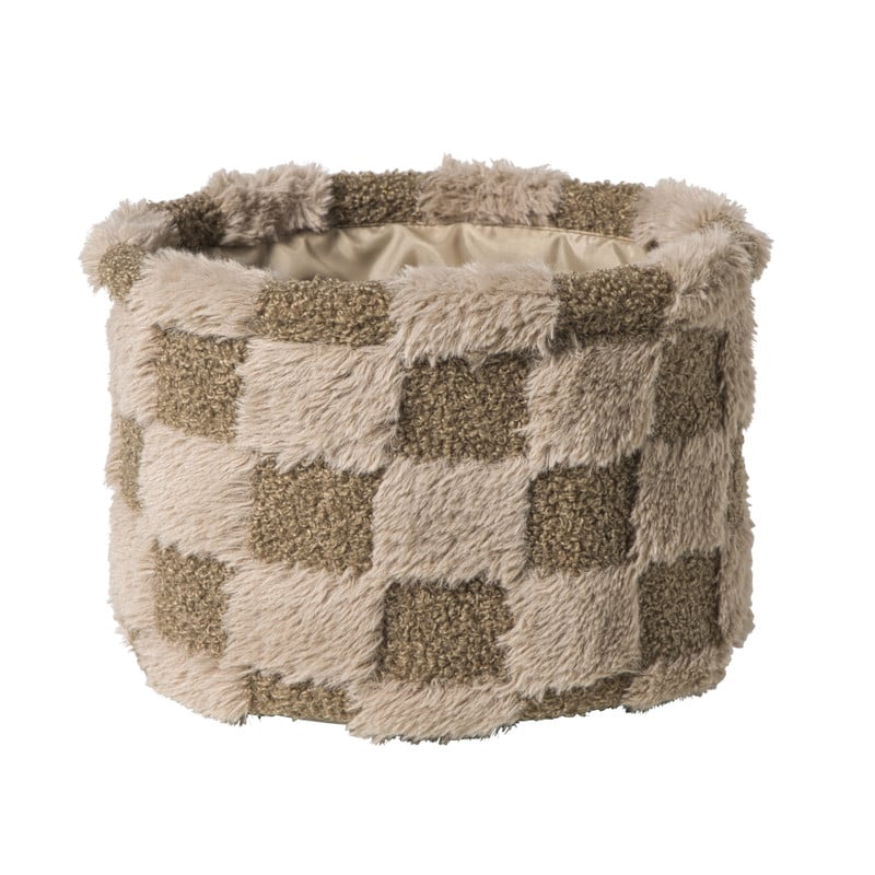 Mand geruit rond maat M - bruin - ø20x14 cm