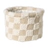 Mand geruit rond maat L - beige - ø22x16 cm