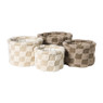 Mand geruit rond maat L - beige - ø22x16 cm