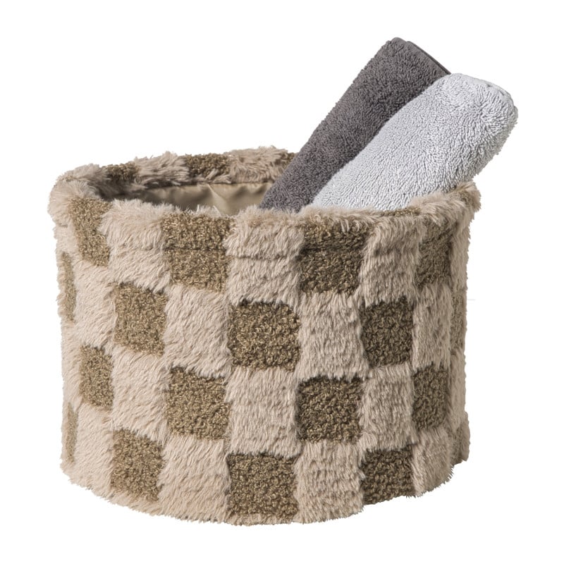 Mand geruit rond maat XL - bruin - ø24x18 cm
