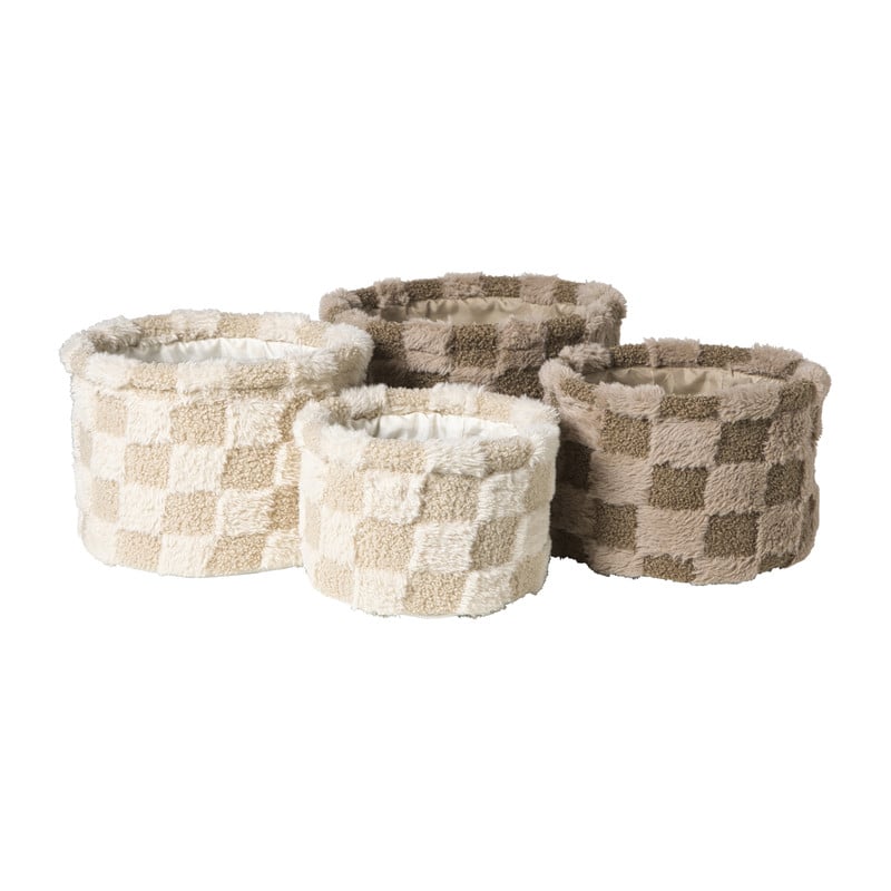 Mand geruit rond maat XL - bruin - ø24x18 cm
