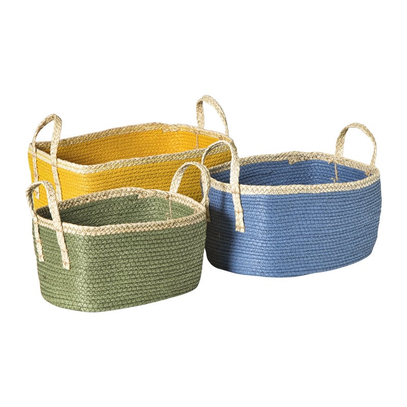 Mand colors rechthoekig - groen/bruin - 16x30x20 cm