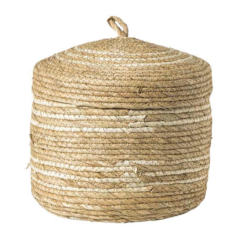 Opbergmand streep - beige - ø25x25 cm