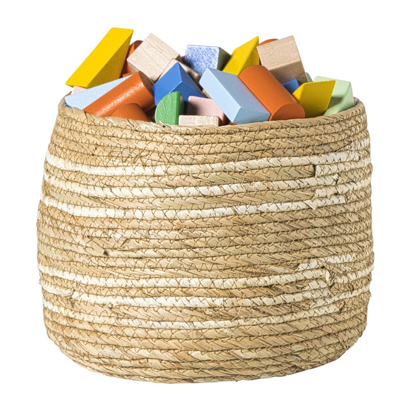 Opbergmand streep - beige - ø25x25 cm