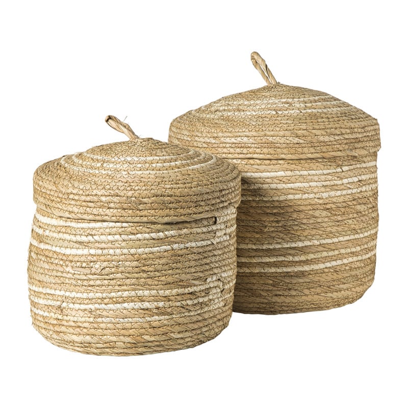 Opbergmand rond - beige - ø30x30 cm