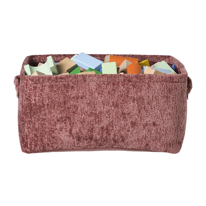 Mand chenille - rood - 33x23x16 cm