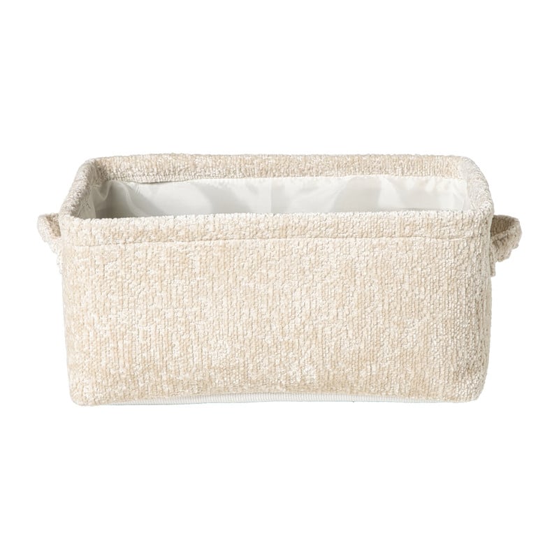 Mand chenille - wit - 30x20x14 cm