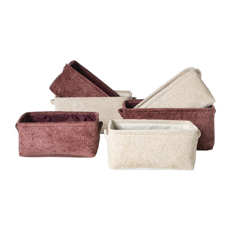 Mand chenille - wit - 36x26x18 cm