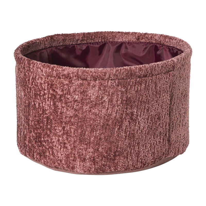 Mand chenille rond - rood - ø24x14 cm