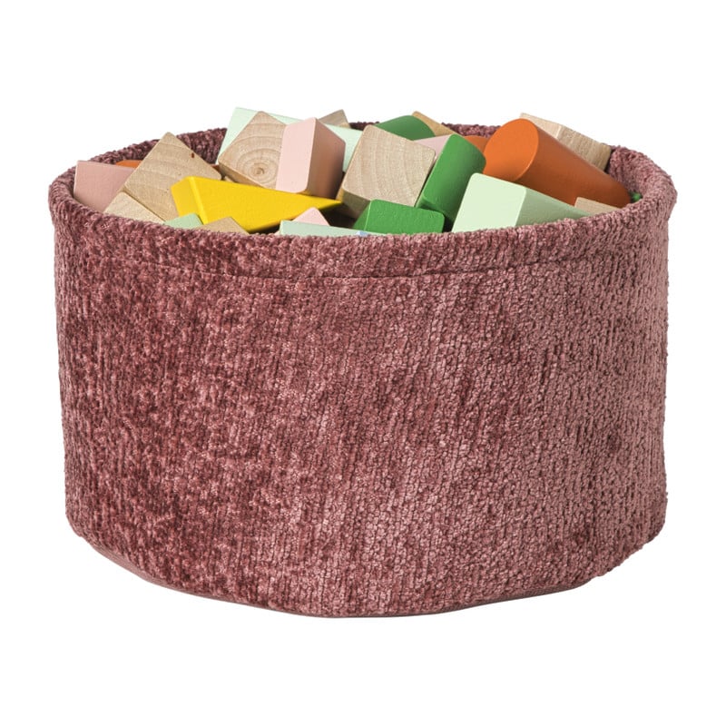 Mand chenille rond - rood - ø24x14 cm