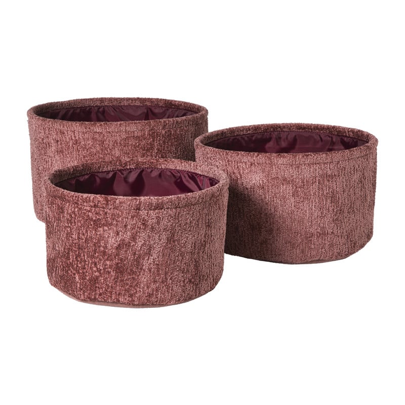 Mand chenille rond - rood - ø24x14 cm