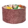 Mand chenille rond - rood - ø24x14 cm