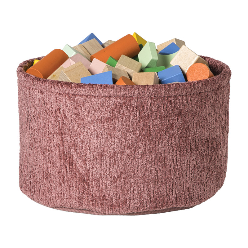 Mand chenille rond - rood - ø27x16 cm