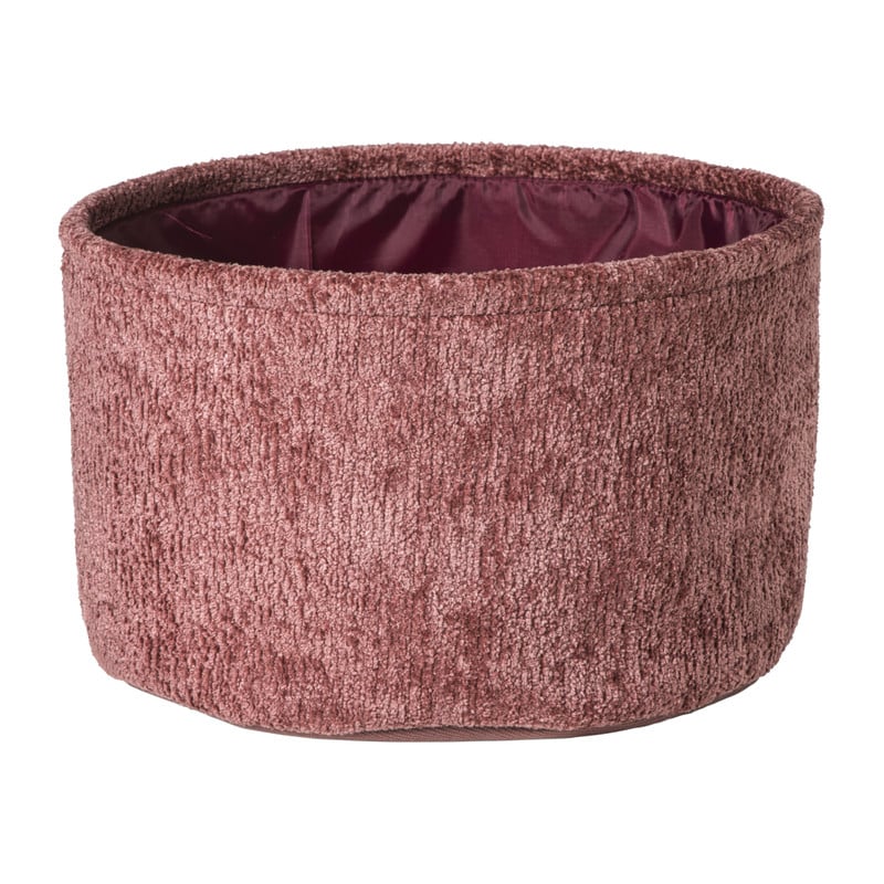 Mand chenille rond - rood - ø30x18 cm