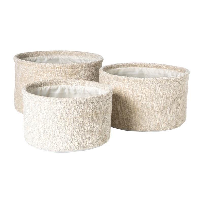 Mand chenille rond - wit - ø24x14 cm