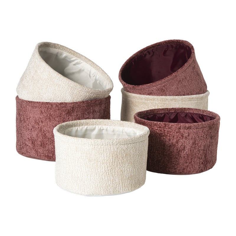 Mand chenille rond - wit - ø24x14 cm