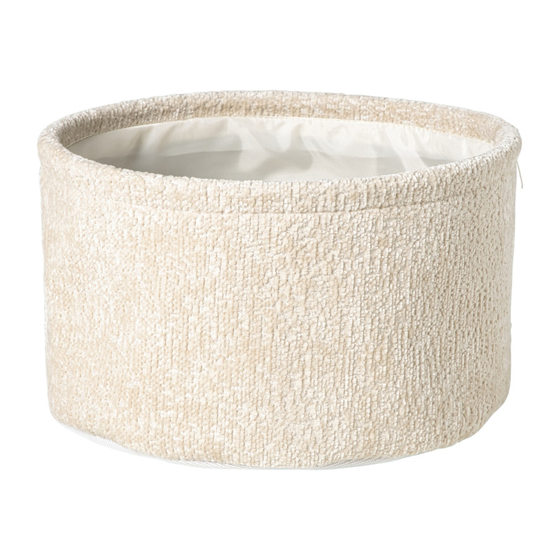 Mand chenille rond - wit - ø27x16 cm